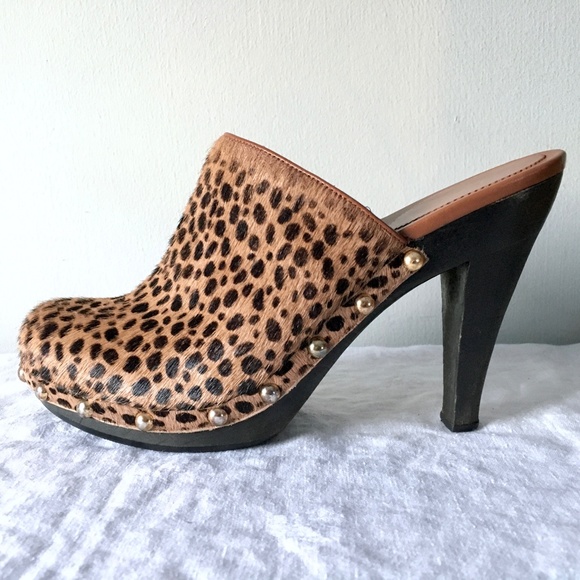 Nina Elisha brown/black leopard print heeled clogs - Picture 3 of 16